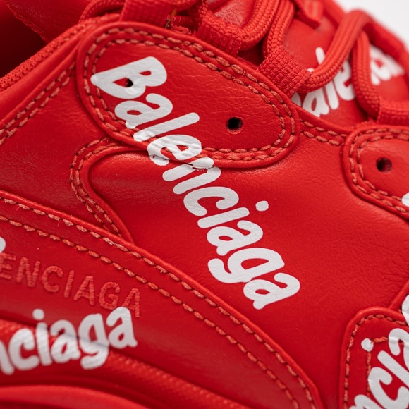 size 8 us 41eu - Balenciaga Triple S All Over Tomato Red White Allover Print - Picture 9 of 14